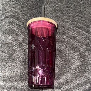 Pink Tumbler with Straw